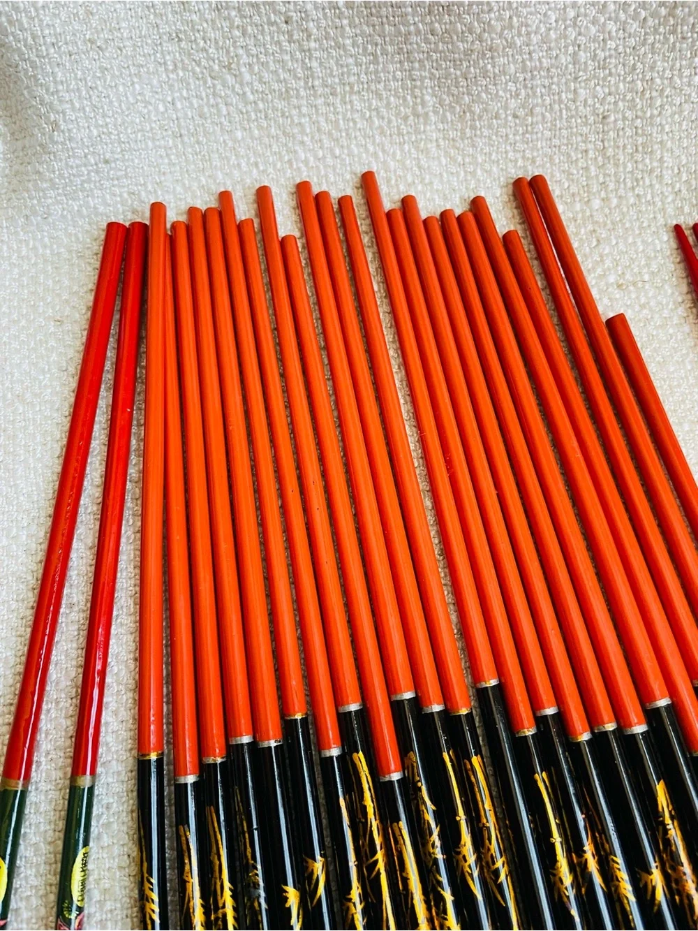 27 Vintage Red and Black Ornate Chopsticks